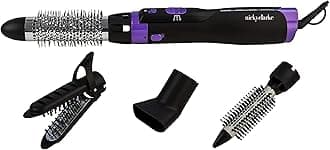 1000W 4-in-1 Frizz Control Ionic Hot Air Brush Volumising Hair Styler, 2 Heat/Speeds & Cool Shot, Four Accessories: 20mm & 38mm Brushes, Concentrator Nozzle & Straightener - NHA046