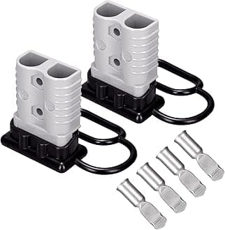 Spurtar Battery Quick Connect Disconnect, 175A 1/0 AWG Cable Wire Harness Plug for Winches, Trailer or Other Electrical Devices, Gray, 2 Pack