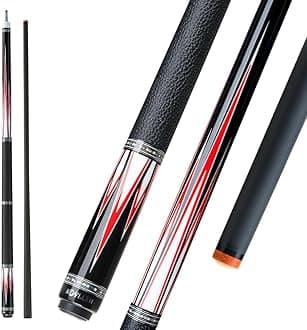 Ebony Pro Series Carbon Fiber Pool Cue Stick Handmade Inlay Cue (Inlay Ring, Carbon Technology Low Deflection Billiard Cue Stick, Ebony Butt, 12.5mm,147cm)