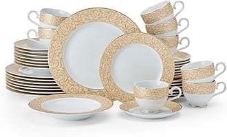 Parchment Gold 40 Piece Dinnerware Set, Service for 8