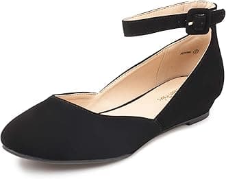 Dream Pairs Women's REVONA Low Wedge Ankle Strap Flats Shoes