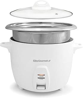 ERC-2020 Electric Rice Cooker with Stainless Steel Inner Pot Makes Soups, Stews, Grains, Cereals, Keep Warm Feature, 20 Cups Cooked (10 Cups Uncooked), White