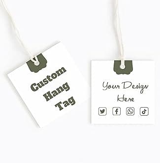 100 pcs Custom Hang Tags,Personalized Your Logo and Text Price Tags Jewelry Hang Tags Labels (2.3×2.3 inch-Square 1)