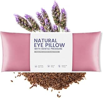 Lavender Eye Pillow for Yoga, Relaxation, Sleeping, Microwavable Weighted Eye Mask Heated for Meditation, Dry Eyes, Moist Heat Hot & Cold Eye Compress with Aromatherapy (Pink)