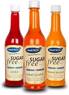Sugar Free Premium Flavoured Rose, Kesar & Mango Mixers Syrub, (500 ml Pack of 3)