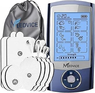 MEDVICE Rechargeable Tens Unit Muscle Stimulator, 2nd Gen 16 Modes & 8 Upgraded Pads for Natural Pain Relief & Management, FDA Cleared Electric Pulse Impulse Mini Massager Machine