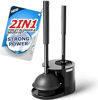 3 in 1 Toilet Plunger and Brush Set, Black Plastic, Toilet Brush, Plunger, Groove Gap Brush, Bathroom Cleaning Tools