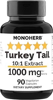 MONOHERB Turkey Tail Mushroom Extract 1000 mg - 90 Vegetarian Capsules