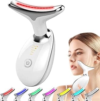 – Red Light Therapy for Face Electric Massager, Rejuvenation for Face & Neck Beauty Firming Wrinkle Removal Device, EMS Anti-Wrinkle Skin Care Massage Heating Tool. (7 Light Modes-White)