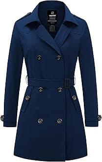 Wantdo Women's Waterproof Trench Coat Classic Lapel Outerwear Coat with Belt