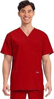 Cherokee Men's V-Neck Top Traditional fit with 4 Pockets, Ultra Soft, Durable, Fade Resistant, 2-Way Stretch Fabric - WW695