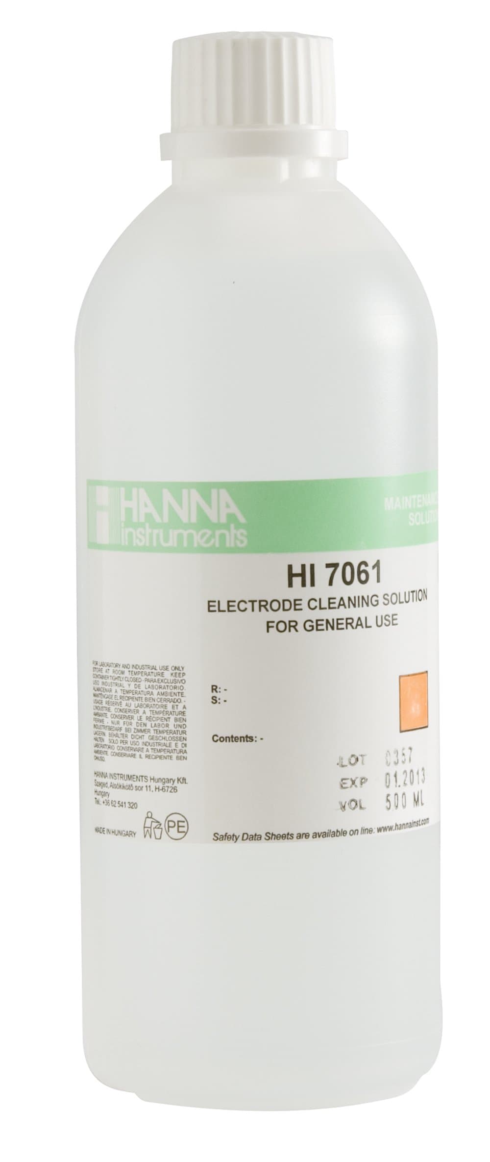 Hanna Instruments HI7061L General Purpose Electrode Cleaning Solution, 500mL Bottle