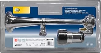 HELLA 013410001 Chrome 12V Air 1-Trumpet Horn Kit (BL)