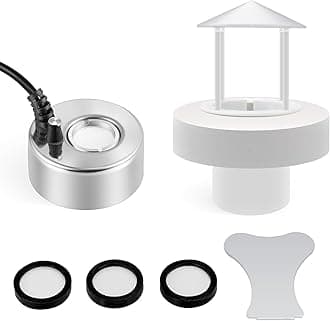 Mxmoonant 350ml/H Ultrasonic Mist Maker Set Pond Fogger DC 24V Mini Metal Atomizer with Water Splash Guard & Float for Fountain Pond Pot Rockery Sink (UK Plug)