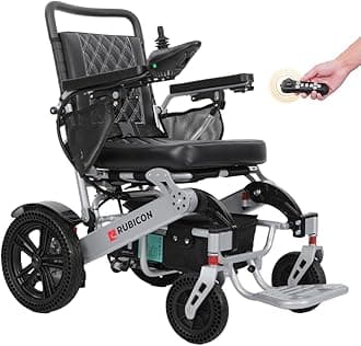Rubicon DX14 - Longest Range 30 Miles, Airline Approved Electric Wheelchair, Dual 12AH Lithium Batteries, 2x300W Motors, Leather Cushion, Foldable, Lightweight & Powerful (Model1)