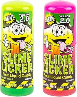 Slime Candy Lickers 2.0 – Sour Liquid Candy, Green Apple & Black Cherry Duo, 2 Pack (2 oz Each)