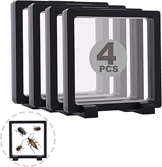 4 Set 7.1 Inch 3D Floating Display Frame Case for Jewelry, YITOU Challenge Coin Display Frame Display Stands Case Holder for Fossil, Rock, Gemstones, Megladon Tooth, Specimens, Floating Frame Case