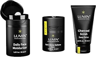 Boss Trio, Men's Skincare Kit with Moisturiser, Charcoal Scrub & Dark Circle Balm, 3-Step Routine, 3 Products