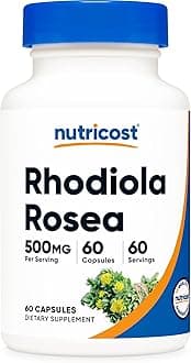 Rhodiola Rosea 500mg, 60 Vegetarian Capsules - Gluten Free and Non-GMO Rhodiola Rosea Supplement