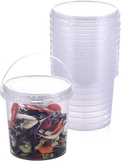 SHPii 48 oz Ice Cream Tub with Lid, Tamper Proof, BPA Free, Freezer and Microwave Safe Food Storage Container, Reusable Airtight Container, Leak Proof Tub for Snacks Deli Fruits, Drinks.(10 pack)