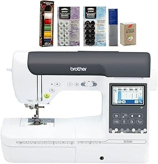 Brother SE2000 Computerized Sewing and Embroidery Machine (SE2000 + Pacesetter 6pc Bundle) 6-Piece Thread Set, 20 Bobbins, 100-Piece 75/11 Embroidery Needles, Stabilizer Roll
