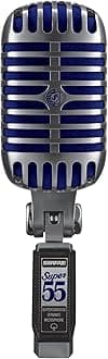 Super 55, Deluxe Vocal Microphone, Supercardioid Directional Pattern, Iconic Style, Professional, Live Performance, Studio & Podcast, Silver