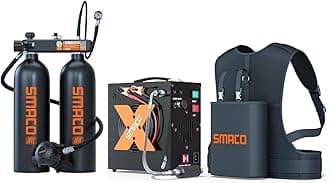 SMACO Mini Scuba Tank 2L Double Diving Tank Reusable Small Pony Bottle for Underwater Exploration Portable Twin 2L Lung Air Tank Diving Cylinder for Emergency Rescue Swimming Pool Cleaning S700 Max