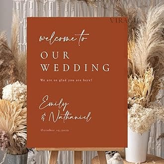 VIRAGIL Personalized Fall Wedding Welcome Sign, Waterproof PVC Material Printing, Size 18x24 - One Side