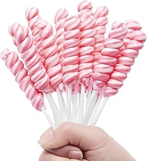 Pink Twisty Lollipops Individually Wrapped Bulk - Valentines Candy Valentine Lollipops Candy - Kid's Whirley Lollipop for Decorating Birthday, Strawberry Flavor 30 Pack