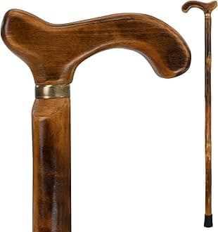 Vive Wooden Walking Stick Cane - for Men, Women, & Seniors - 36 Inch Single Point Rubber Tip with Willow Handle - Ergonomic Grip for Balance & Stability - Lightweight Elderly Assistance Product
