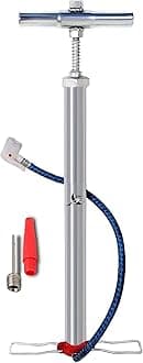 Koel Heavy Steel Cycle Air Pump with Needle & Dual Valve | Ergonomic Grip with Sturdy Base for Bicycle, Football, Balloon, Ball, Basketball, Handball, Inflatable Furniture (Silver)