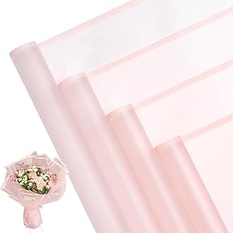 RUSPEPA 20 Sheets Flower Wrapping Paper, Waterproof Floral Bouquet Packing Paper, Florist Supplies for Birthday, Party, Wedding and DIY Crafts - Pink