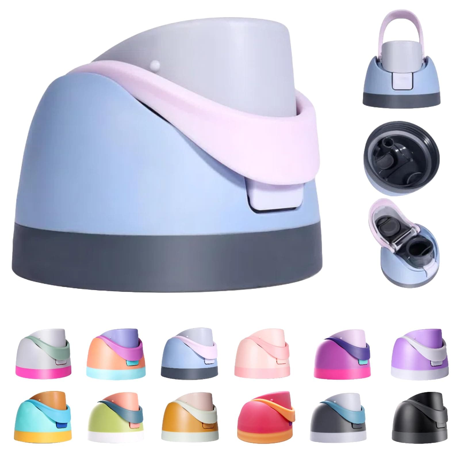 Replacement Lid for Owala, Compatible with Blue Owala Cup 16oz 24oz 32oz 40oz, One Button Water Bottle Top Replacement Lid, Leakproof, BPA-Free Cap Replacement (Blue Pink)