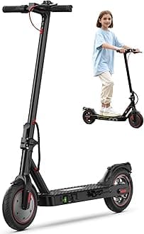 iScooter Electric Scooter, 12 Miles Range, 18 Mph Top Speed, Foldable Scooter Electric with 8.5'' Pneumatic Tire, Double Braking Systems, Escooter for Big Kids and Adults - Black