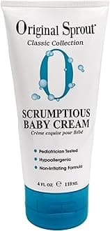 Original Sprout Scrumptious Baby Cream for Sensitive Skin & Diaper Rash, Gentle Non-Greasy Baby Lotion with Zinc Oxide & Calendula, Moisturizing Face & Body Cream, 4 fl oz