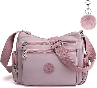 Women's Multi-Pocket Casual Crossbody Bag, Multifunctional Travel Bag with Adjustable Shoulder Strap, Nylon Lightweight and Waterproof, for Shopping, Hiking, Everyday Use