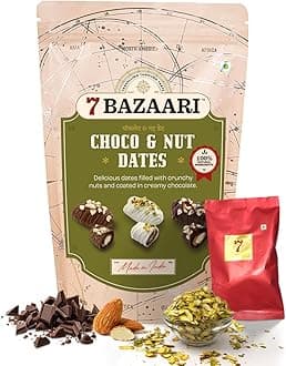Premium Choco & Nut Dates - Gluten Free, Natural Ingredients - Assorted Almond Dark Chocolate, Cashew Milk Chocolate- 10pcs (Pack of 1)