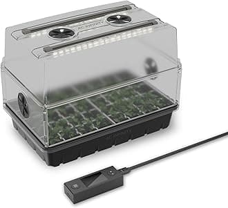 Humidity Dome, Germination Kit with LED Grow Light Bars, Sturdy Drip Tray, 5x8 Cell Seedling Tray, and Vented Height Extension Panels, for Indoor Gardening, Seed Starting, Cloning Plants