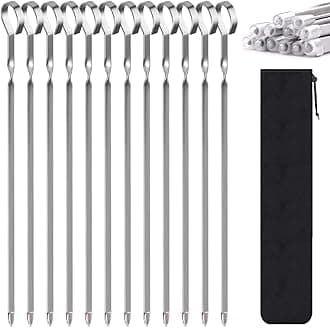 LANNEY 12" Stainless Steel Barbecue Skewers, 12 Pack