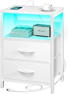 Yoobure End Table with Charging Station for Bedroom