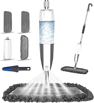 Spray Mop for Floor Cleaning - Microfiber Wet Floor Mop with 3 Washable Pads and Refillable Bottle, Flat Mop with Sprayer for Kitchen Wood Hardwood Laminate Tile Floors Dust Cleaning