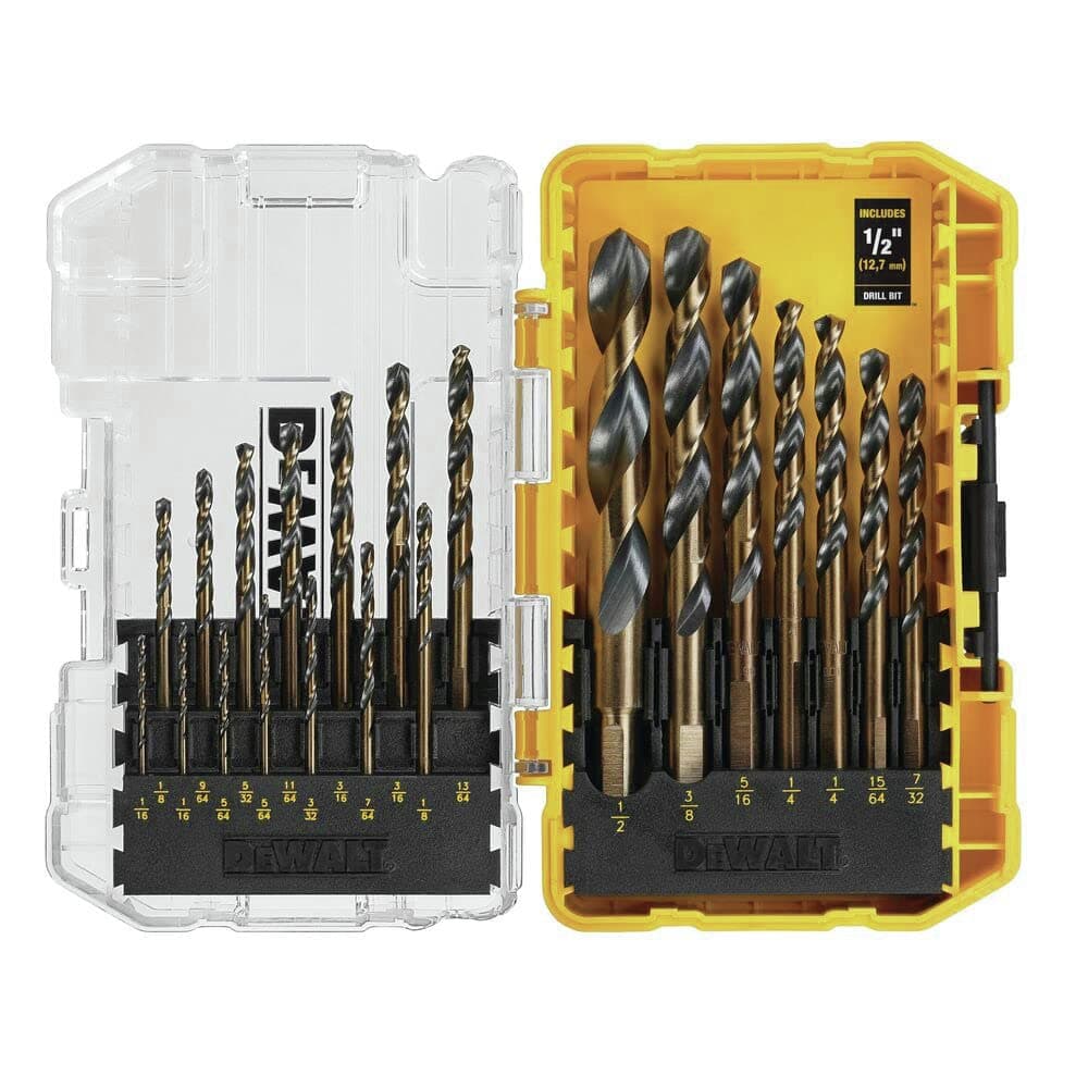 Drill Bit Set, 21-Piece, 135 Degree Split Point, 31 Degree Helix, Black Oxide Coated, For Plastic, Wood and Metal (DWA1181)