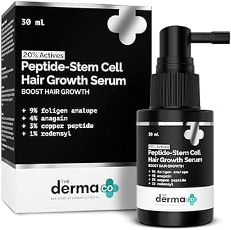 20% Actives Peptide Stem Cell Hair Growth Serum, 30ml With Foligen Analupe, Anagain, Copper Peptide, Redensyl, Reduces Hair Fall & Breakage, Promotes Healthy Scalp, All Hair Types