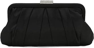 CHARMING TAILOR Classic Pleated Satin Clutch Bag Diamante Embellished Formal Handbag for Wedding/Prom/Black-Tie Events