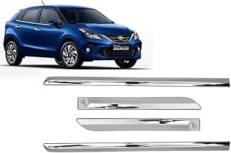 Empica Full Chrome Car Side Moulding Door Beading Protector Cladding Compatible with Toyota Glanza (Set of 4 Pcs, Silver)