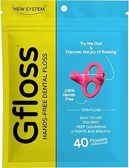 Gfloss Hands-Free Dental Floss - 40 Count - Easy to Use & Discreet Flossers for Adults | Travel Floss | Thin Soft Floss | Unwaxed Unflavored | PFAS-Free Oral Care