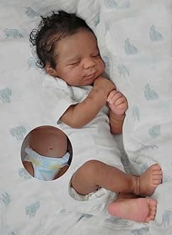 Zero Pam Black Reborn Baby Dolls Silicone Full Body, 18 in Realistic Baby Doll, Anatomically Correct Boy, Full Silicone Baby Doll, Black Reborn Dolls with Accessories