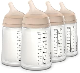 SuavinexZero Zero Anti Colic Baby Bottle, No 1 Spanish Baby Bottle Brand, Minimizes Bottle Rejection & Nipple Confusion, Perfect for Breastfeeding Babies (4, Light (9 Ounce))