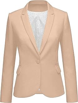 LookbookStore Womens Notched Lapel Pockets Button Work Office Blazer Jacket Suit