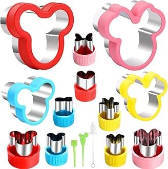 Elfkitwang Minnie Themed Cookie Cutters Set,Minnie Head Cartoons Shapes Cookie Cutter for Kids Sandwich Cakes Biscuits Vegetables Fruit Cutters Baking Mold(Assorted Sizes)